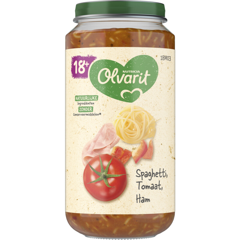 Een afbeelding van Olvarit Spaghetti tomaat ham 18m+