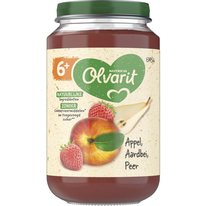 Een afbeelding van Olvarit 6+ mnd appel aardbei peer