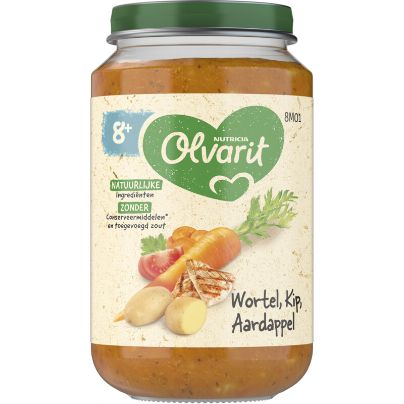 Een afbeelding van Olvarit 8+ mnd wortel kip aardappel