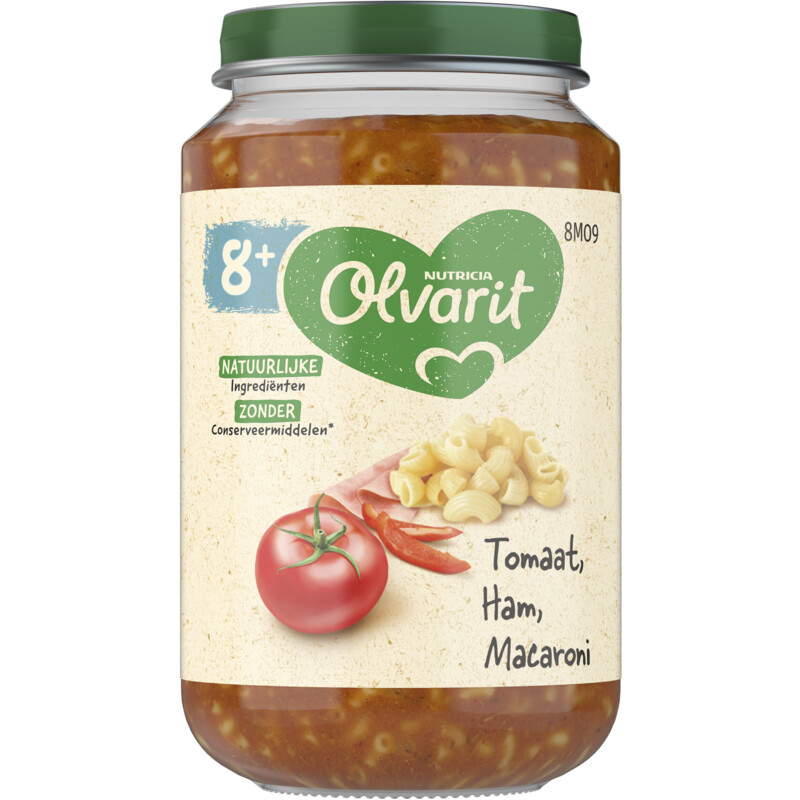 Een afbeelding van Olvarit 8+ mnd tomaat ham macaroni
