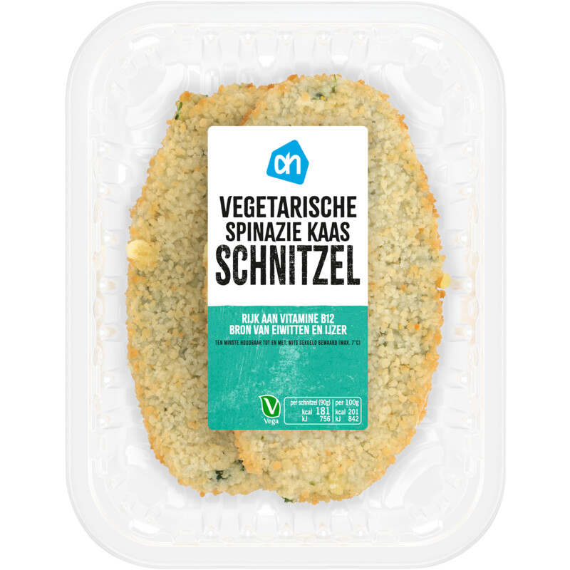 Een afbeelding van AH Vegetarische spinazie kaas schnitzel