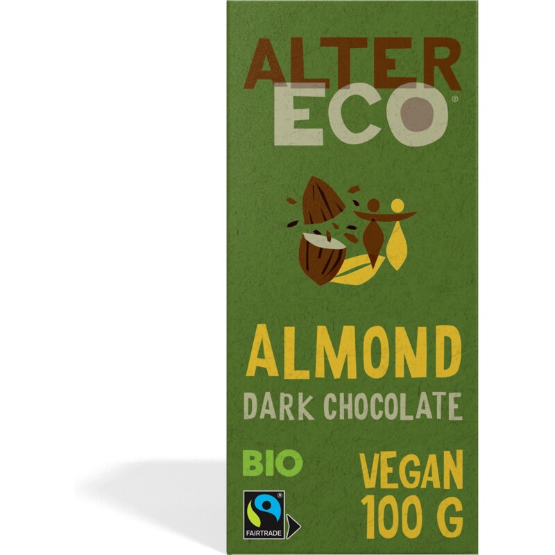 Een afbeelding van Alter Eco Almond dark chocolate vegan