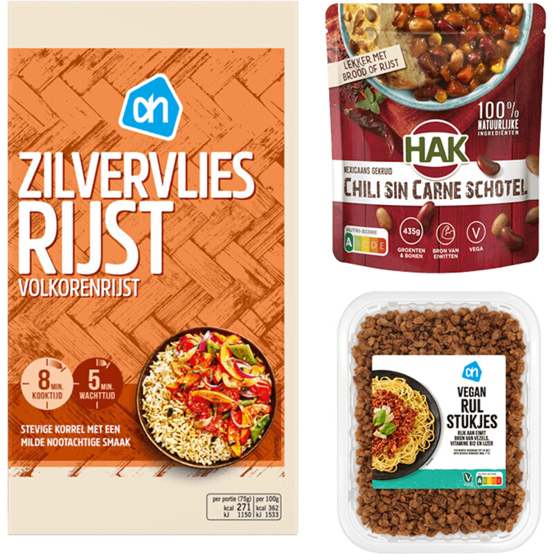 Hak chili sin carne pakket compleet vega bestellen Albert Heijn
