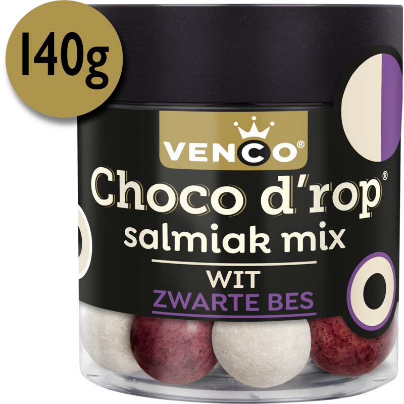 Een afbeelding van Venco Choco d'rop wit zwarte bes