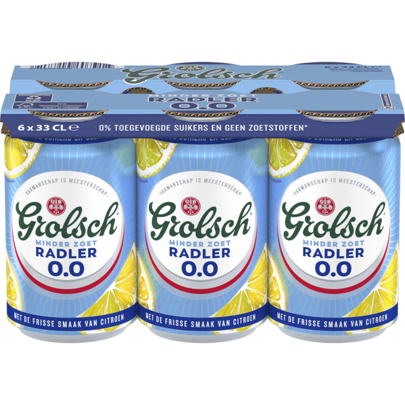 Een afbeelding van Grolsch Radler citroen 0.0 minder zoet 6-pack