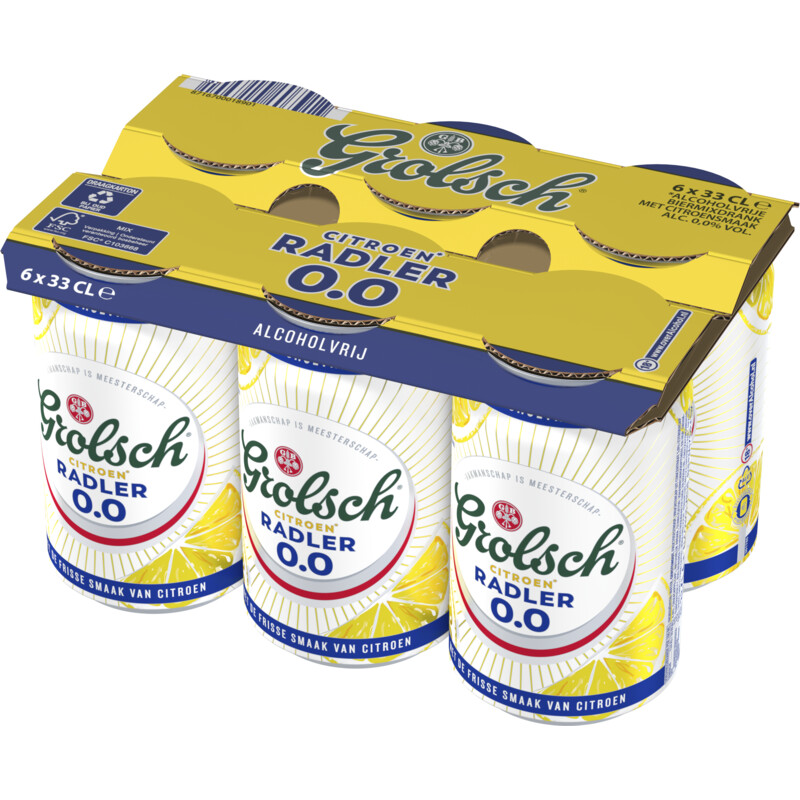 Een afbeelding van Grolsch Radler citroen alcoholvrij 0.0% 6-pack