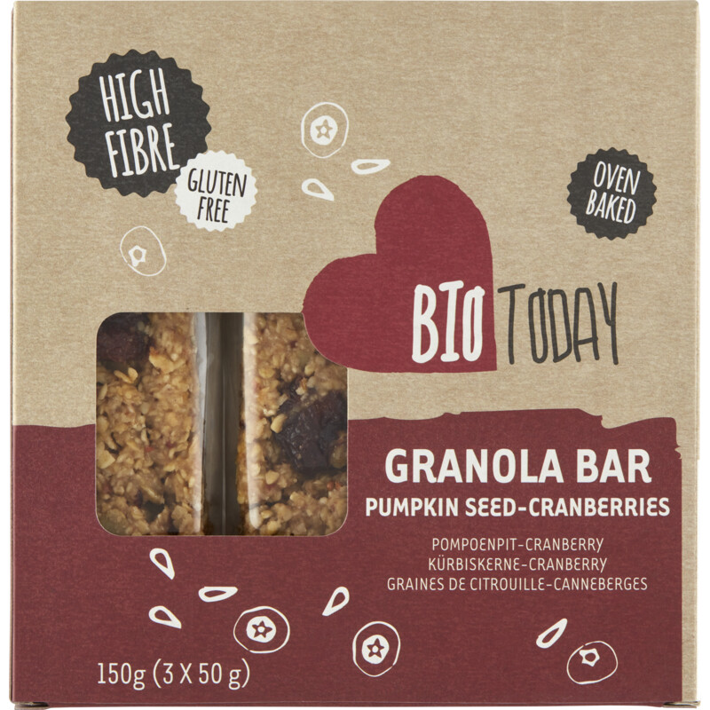 Een afbeelding van BioToday Granola bar pompoenpit-cranberry