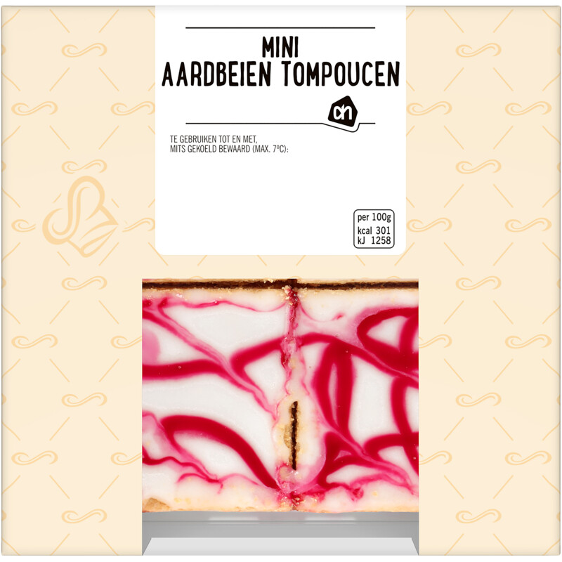 Een afbeelding van AH Mini aardbeien tompoucen