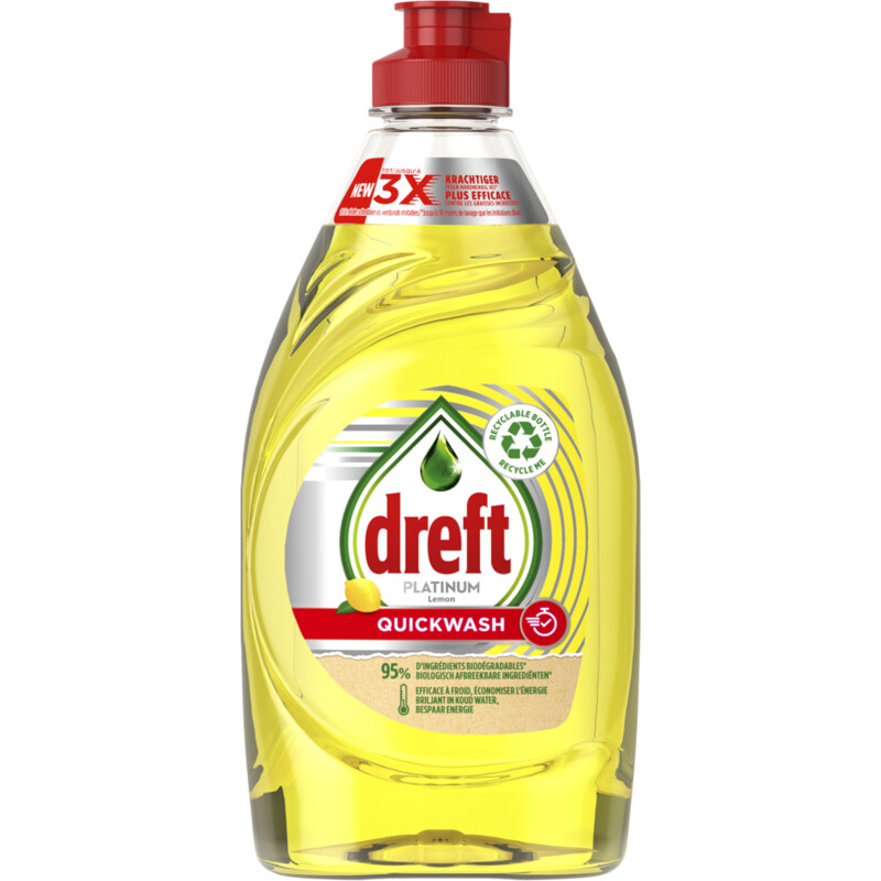 Een afbeelding van Dreft Afwasmiddel platinum quick wash lemon