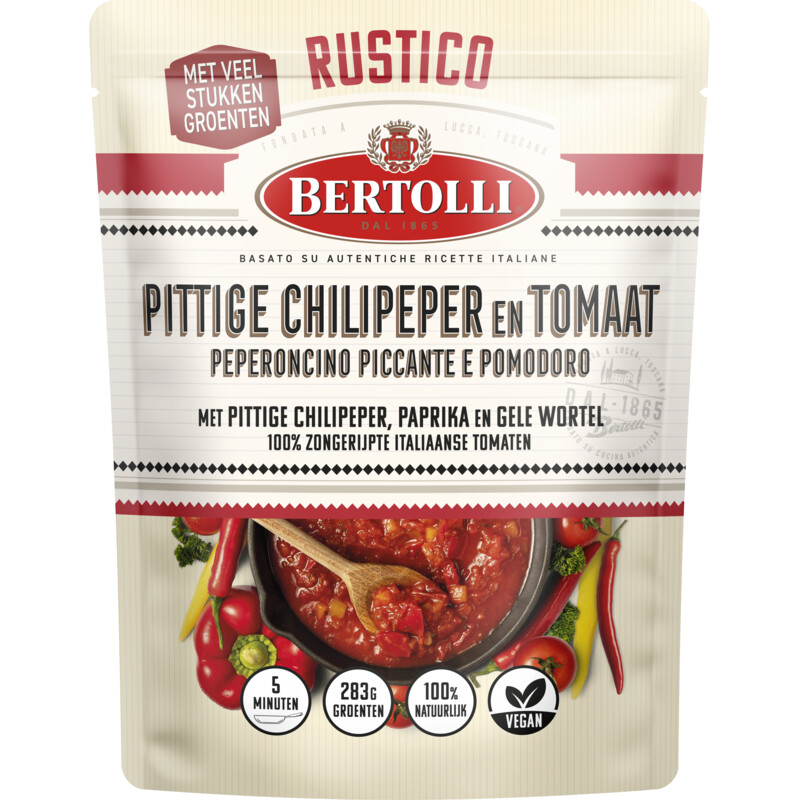 Een afbeelding van Bertolli Rustico chilipepper tomaat