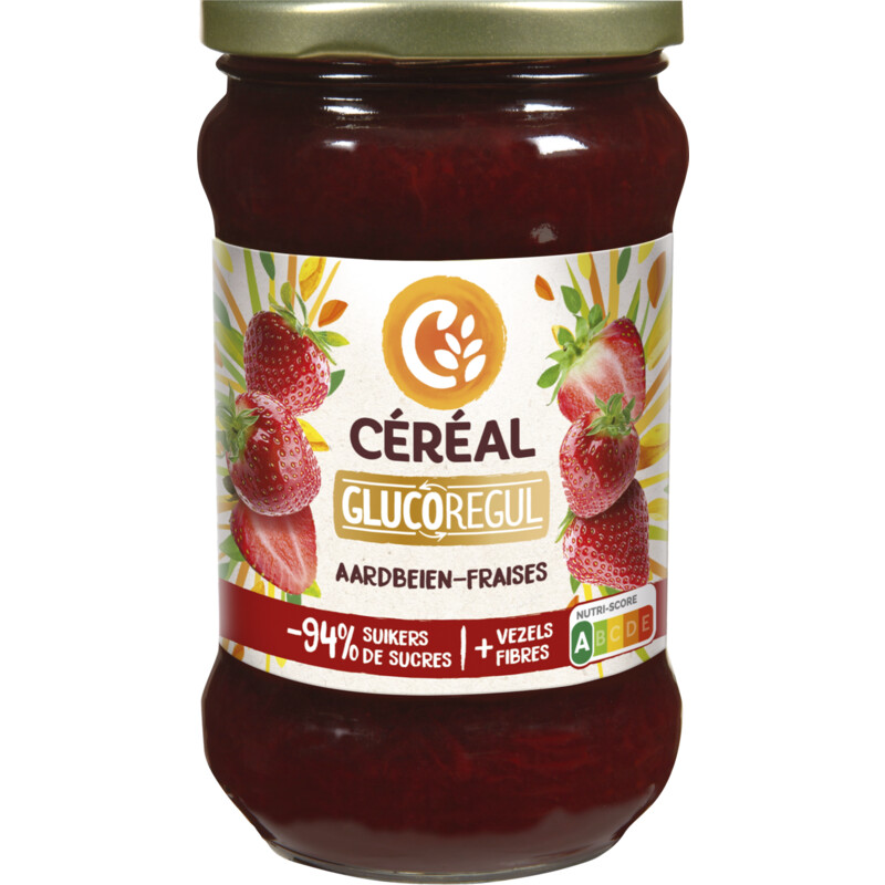 Een afbeelding van Céréal Glucoregul jam aardbeien minder suikers