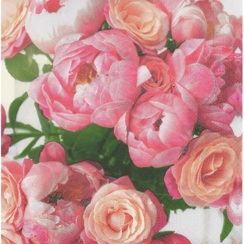 Een afbeelding van AH Servet bloemen roze 33x33cm