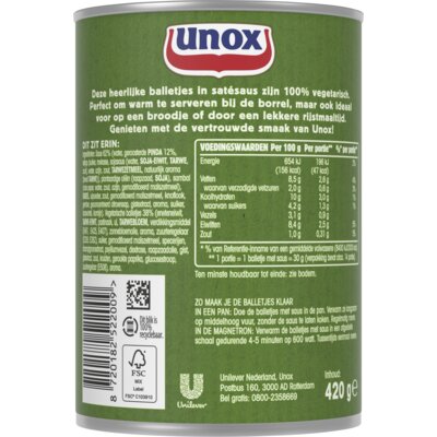 pdp-image-Unox Vegetarische balletjes in satésaus