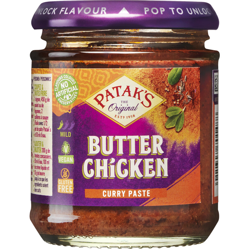 Een afbeelding van Patak's Butter chicken kruidenpasta
