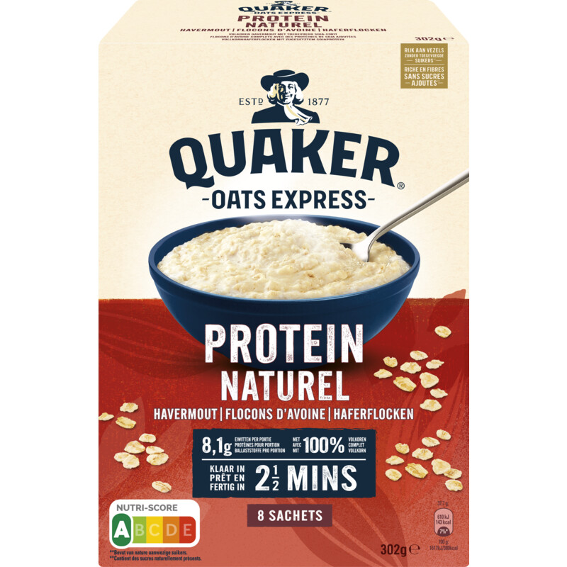 Een afbeelding van Quaker Oats express protein naturel