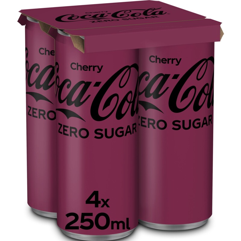 Een afbeelding van Coca-Cola Zero sugar cherry 4-pack