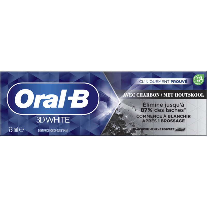 briefpapier doneren condensor Oral-B 3D White met houtskool tandpasta bestellen | Albert Heijn