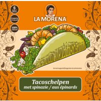 Een afbeelding van La Morena Tacoschelpen met spinazie