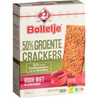 Een afbeelding van Bolletje 50% groente crackers rode biet