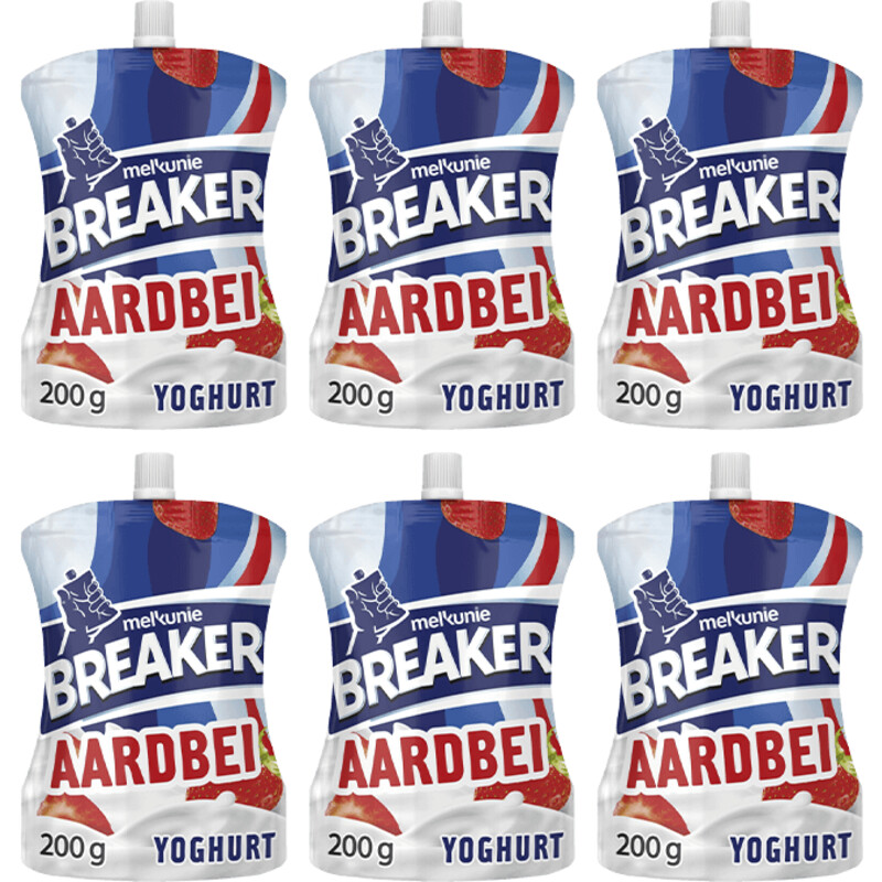 Een afbeelding van Melkunie Breaker aardbei yoghurt pakket