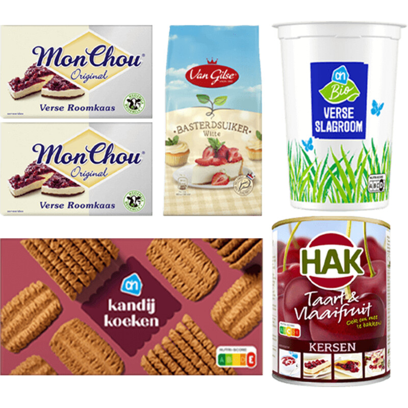 Een afbeelding van MonChou taart met kersen en kandijkoekpakket