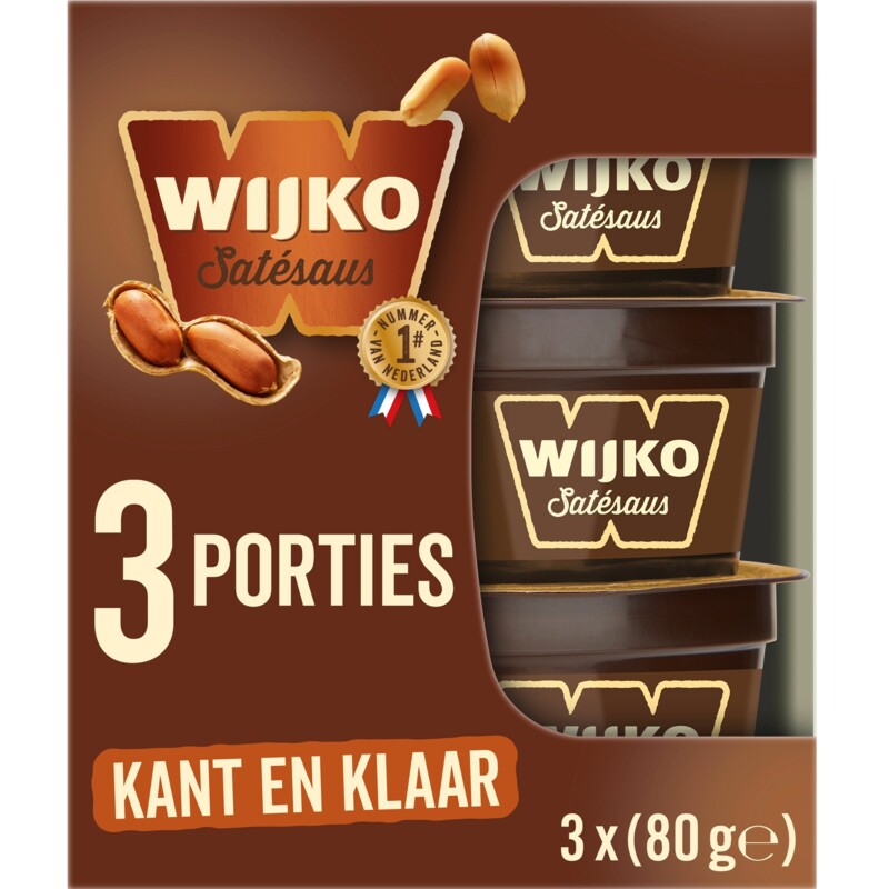 Een afbeelding van Wijko Satésaus kant en klaar 3-pack