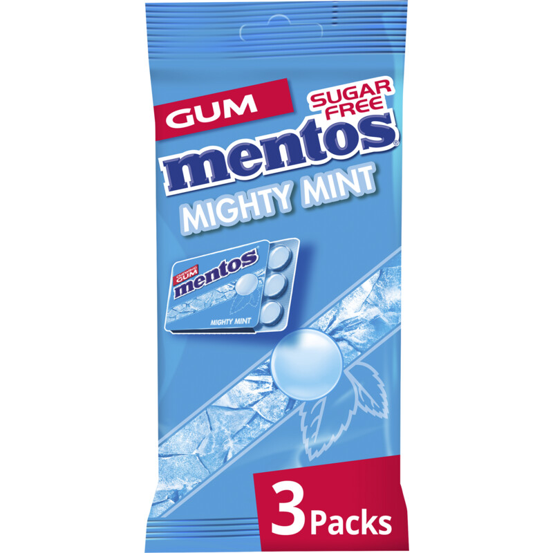 Een afbeelding van Mentos Gum Mighty mint 3-pack