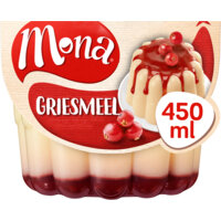 Een afbeelding van Mona Griesmeelpudding met rode bessensaus