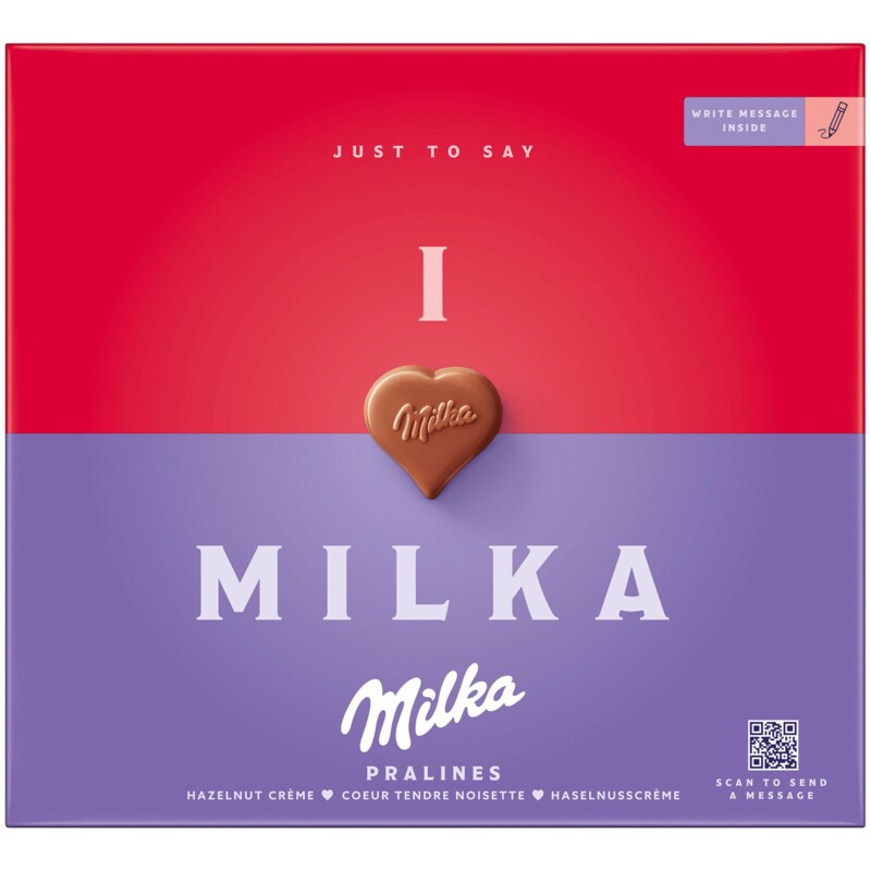 Een afbeelding van Milka Praliines hazelnut crème with love