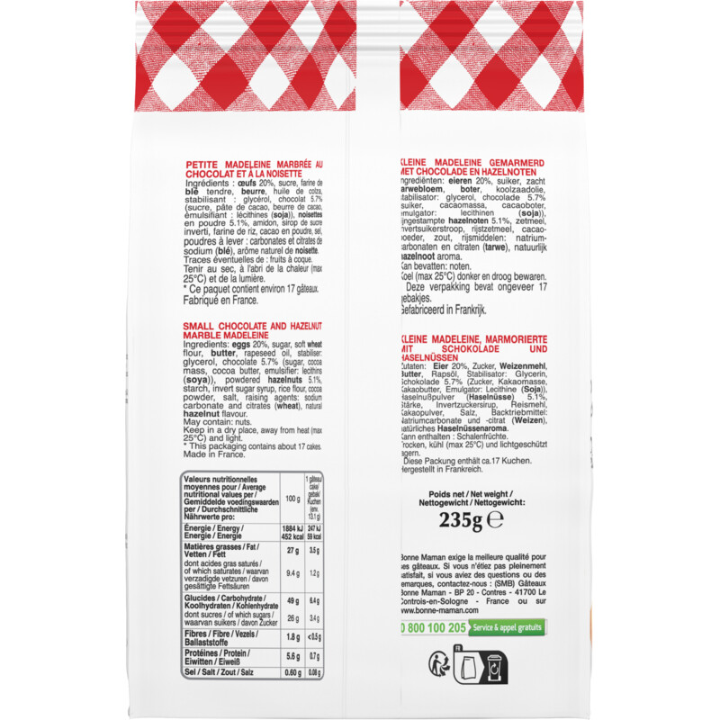 Een afbeelding van Bonne Maman Petites madeleines chocolade hazelnoot