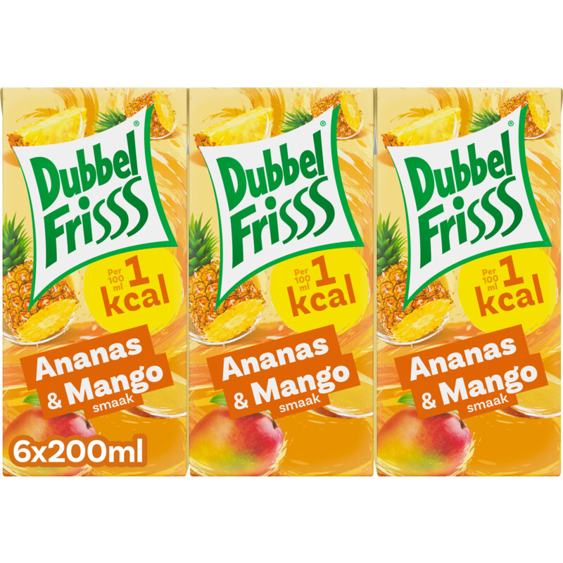 Een afbeelding van DubbelFrisss 1 kcal ananas & mango 6-pack