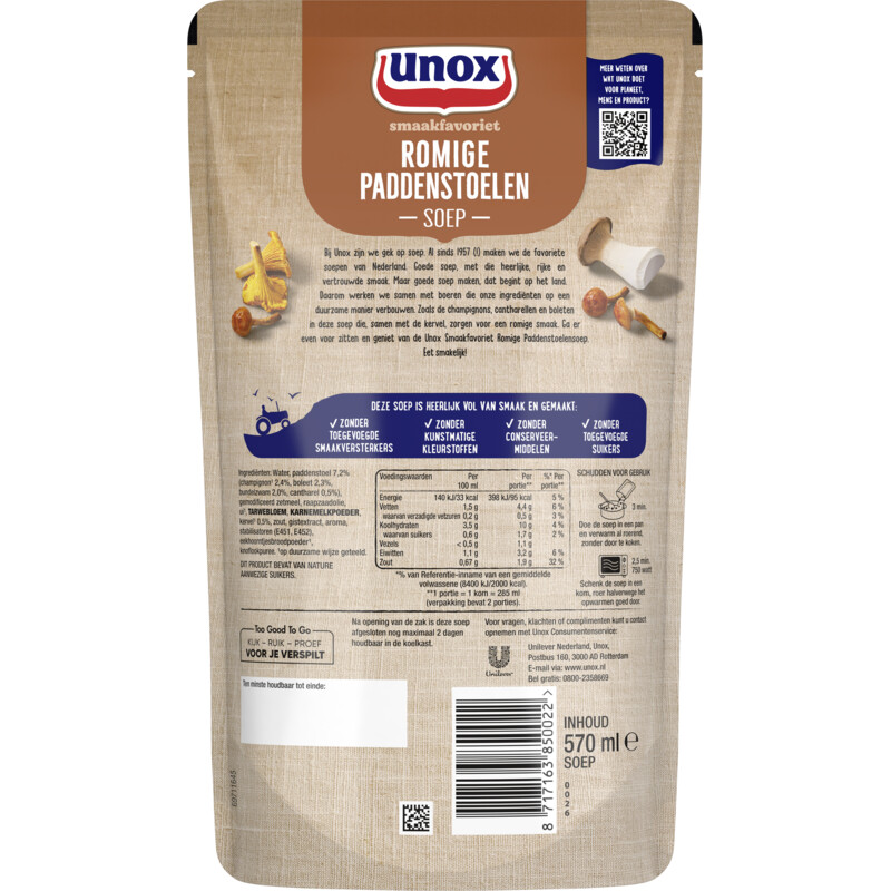 Een afbeelding van Unox Romige Paddenstoelensoep