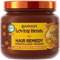 Een afbeelding van Loving Blends Hair remedy honing goud masker