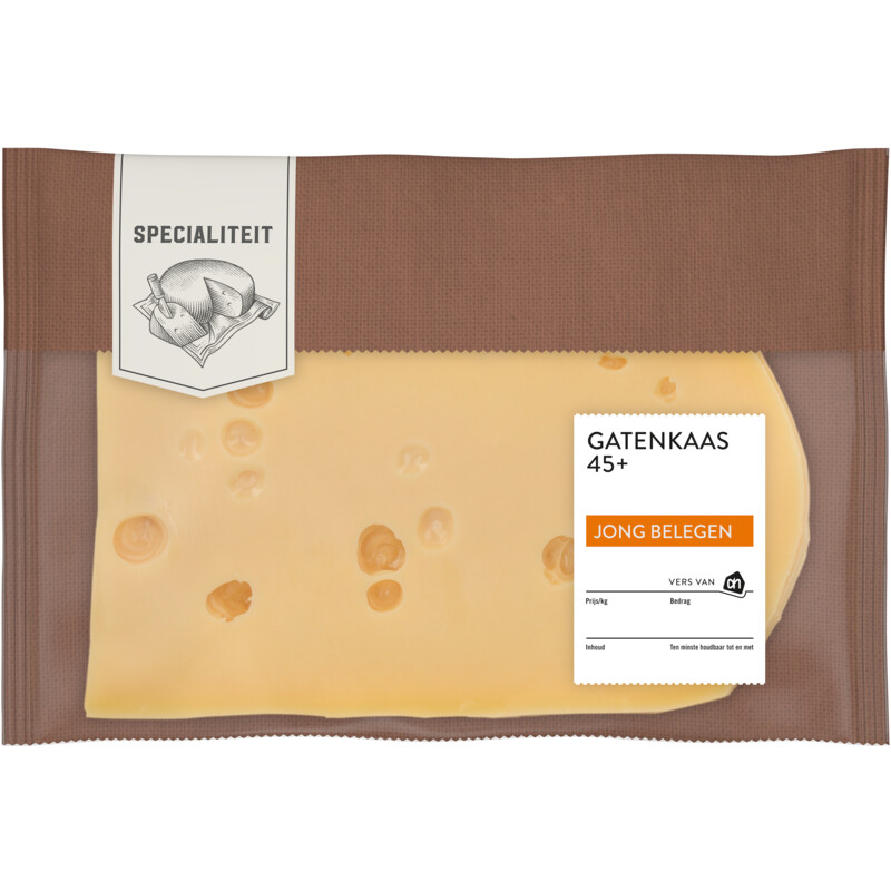 Een afbeelding van AH Gatenkaas jong belegen 45+ plakken