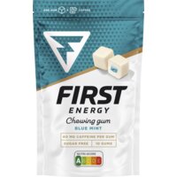 Een afbeelding van First Energy Gum Blue mint met cafeïne