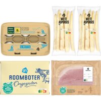 Een afbeelding van AH Asperges met ham, ei en botersaus
