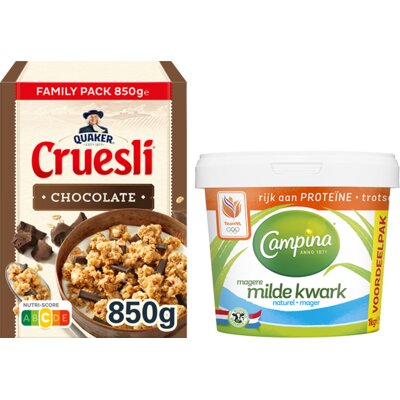 pdp-image-Quaker Cruesli met Campina kwark ontbijt pakket
