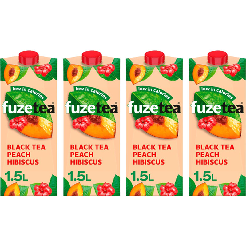 Een afbeelding van Fuze Tea Peach Hibiscus 1,5L 4-pack