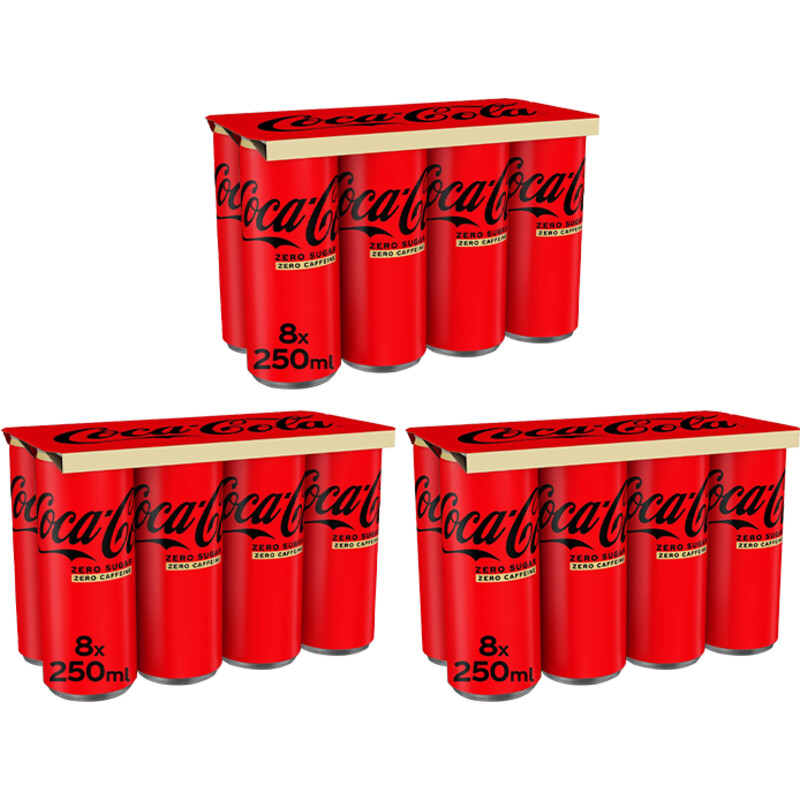 Een afbeelding van Coca-Cola zero caffeine tray