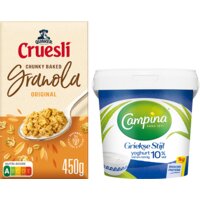 Een afbeelding van Quaker granola Campina yoghurt ontbijt pakket