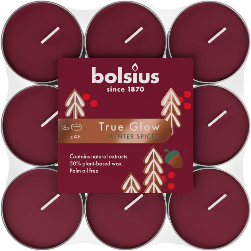 Een afbeelding van Bolsius Geurtheelichten true glow winter spices