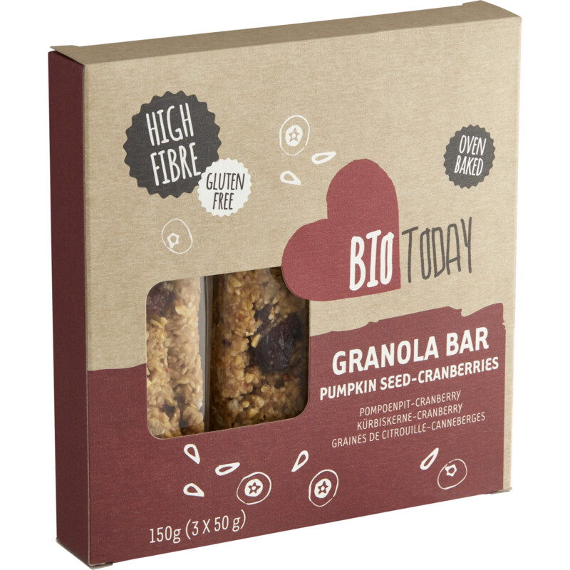 Een afbeelding van BioToday Granola bar pompoenpit-cranberry