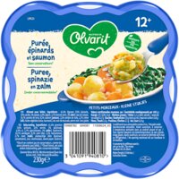 Een afbeelding van Olvarit Puree, spinazie en zalm 12m+ bel