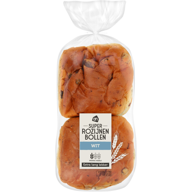 Een afbeelding van AH Extra lang lekker super rozijnenbollen