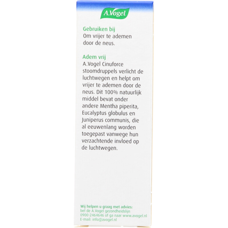 Een afbeelding van A.Vogel Cinuforce stoomdruppels vrijer ademen