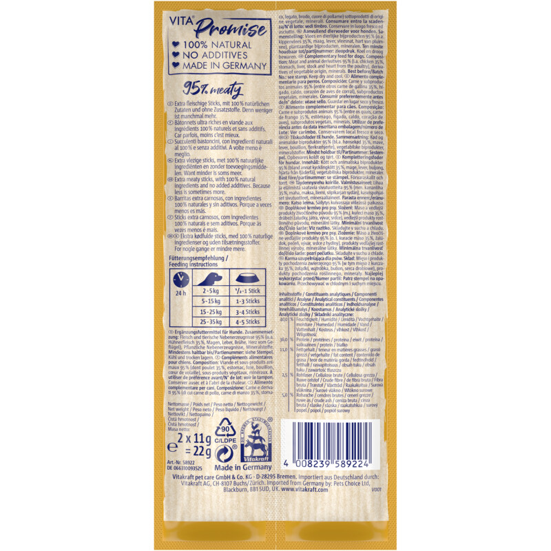 Een afbeelding van Vitakraft Vita naturals dog stick kip