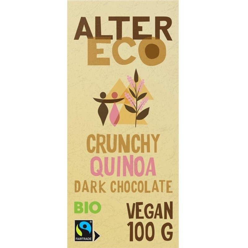 Een afbeelding van Alter Eco Crunchy quinoa dark chocolate vegan
