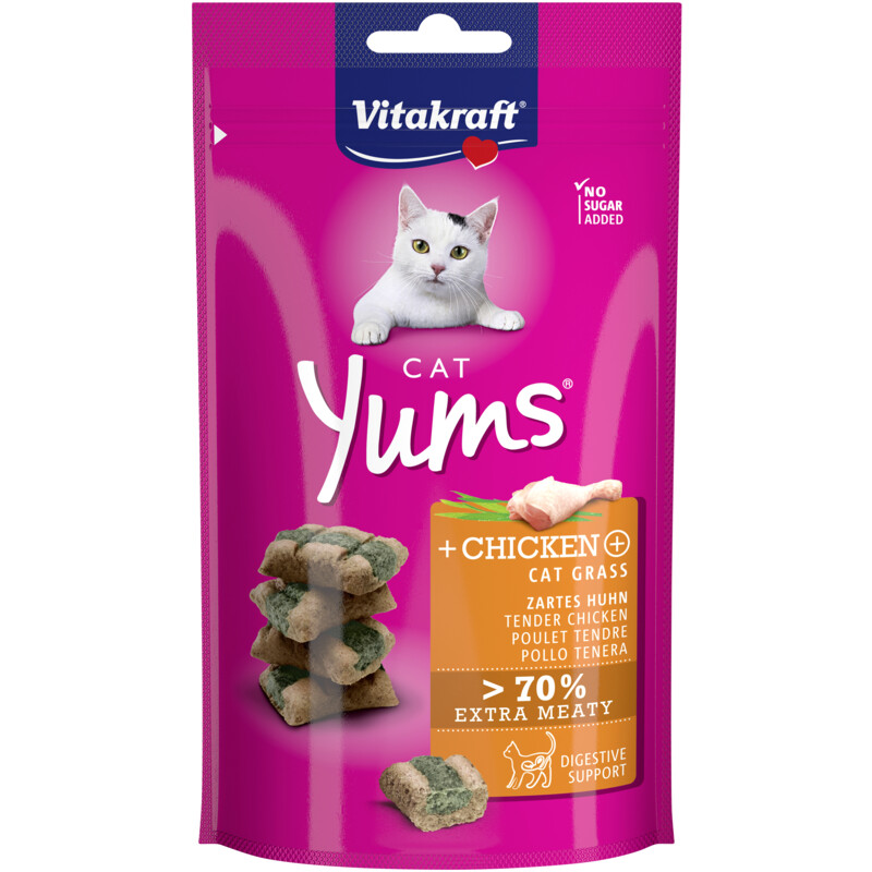 Een afbeelding van Vitakraft Cat yums met kip en kattengras