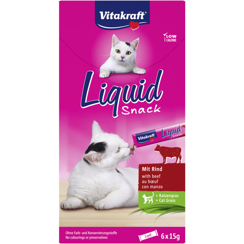 Een afbeelding van Vitakraft Liquid Snack rund & kattengras 6 st