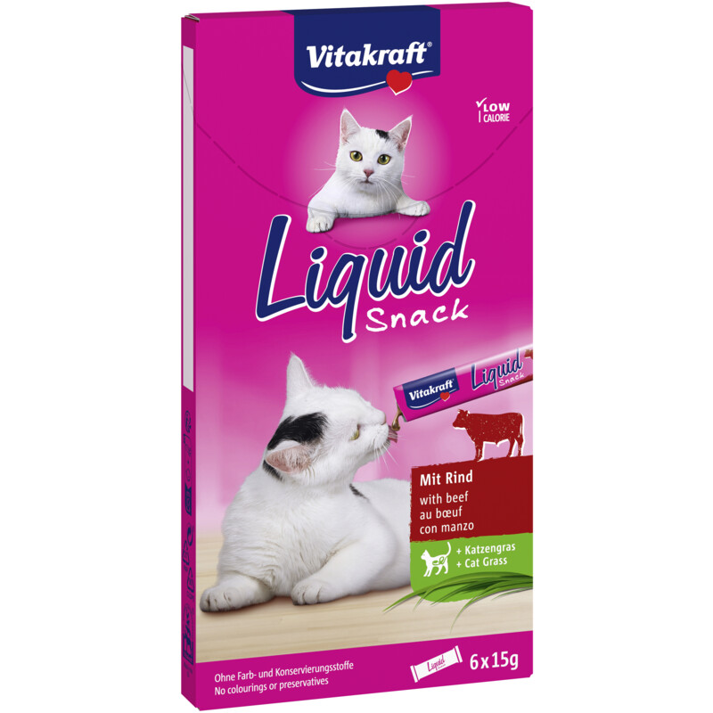 Een afbeelding van Vitakraft Liquid Snack rund & kattengras 6 st